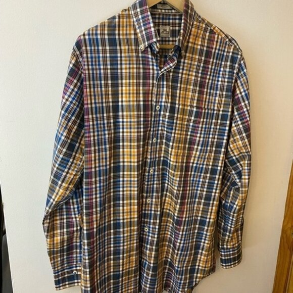 Peter Millar 100% Cotton Plaid Fall Tone Button Down - Picture 1 of 8